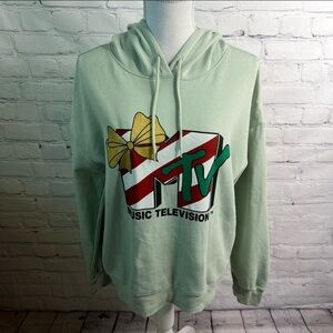 MTV Viacom Holiday Christmas Hoodie Pullover Large NWT